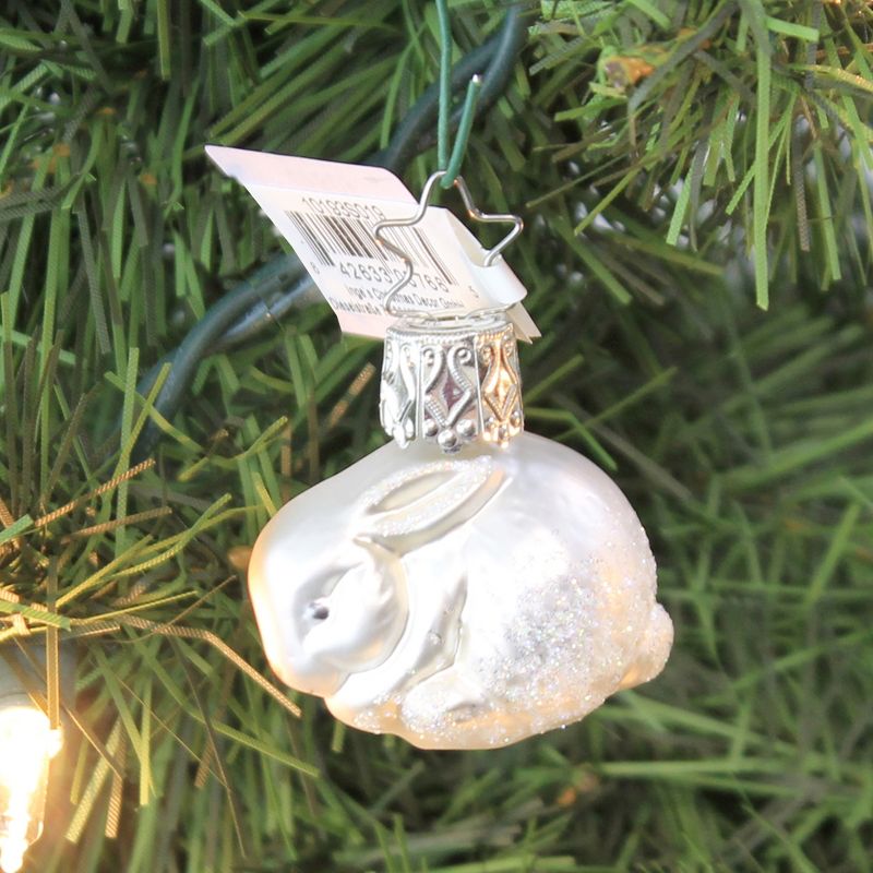 Inge Glas 1.5" Little Snow Bunny Rabbit Ornament Easter  -  Tree Ornaments