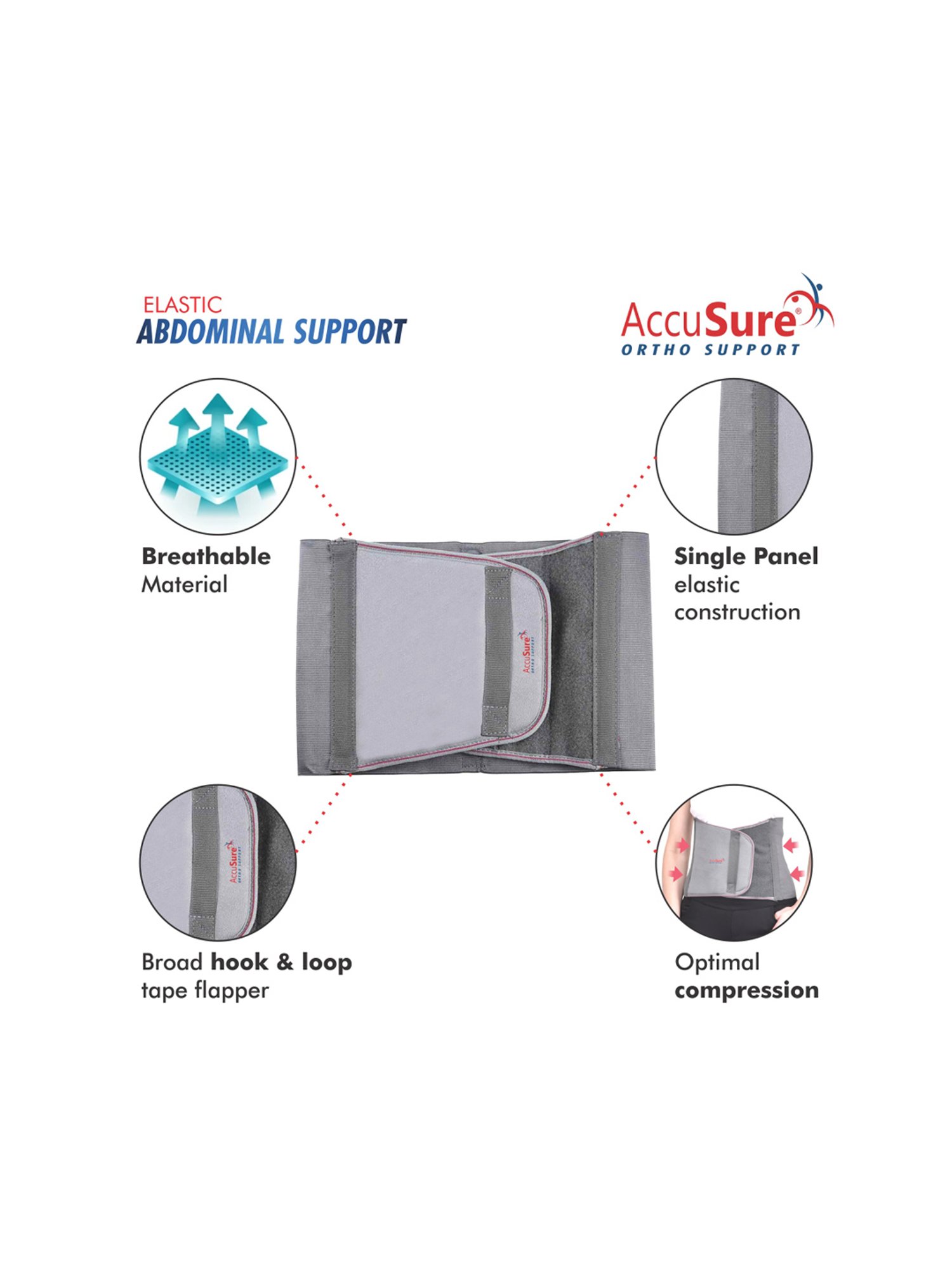 AccuSure B3 Lower Abdominal Support - Size M (Grey)
