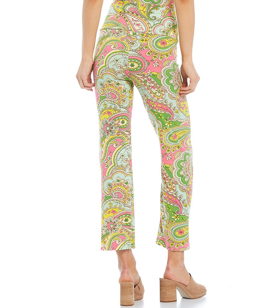 Julie Brown Coraline Paisley Print Wide Leg Pull-On Coordinating Cropped Pants