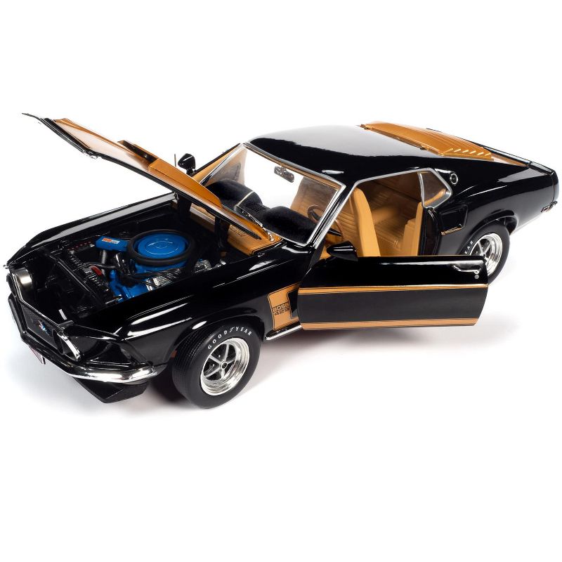 1969 Ford Mustang Boss 429 Fastback Black & Gold w/Gold Interior "American Muscle 30th Anniv." 1/18 Diecast Model by Autoworld