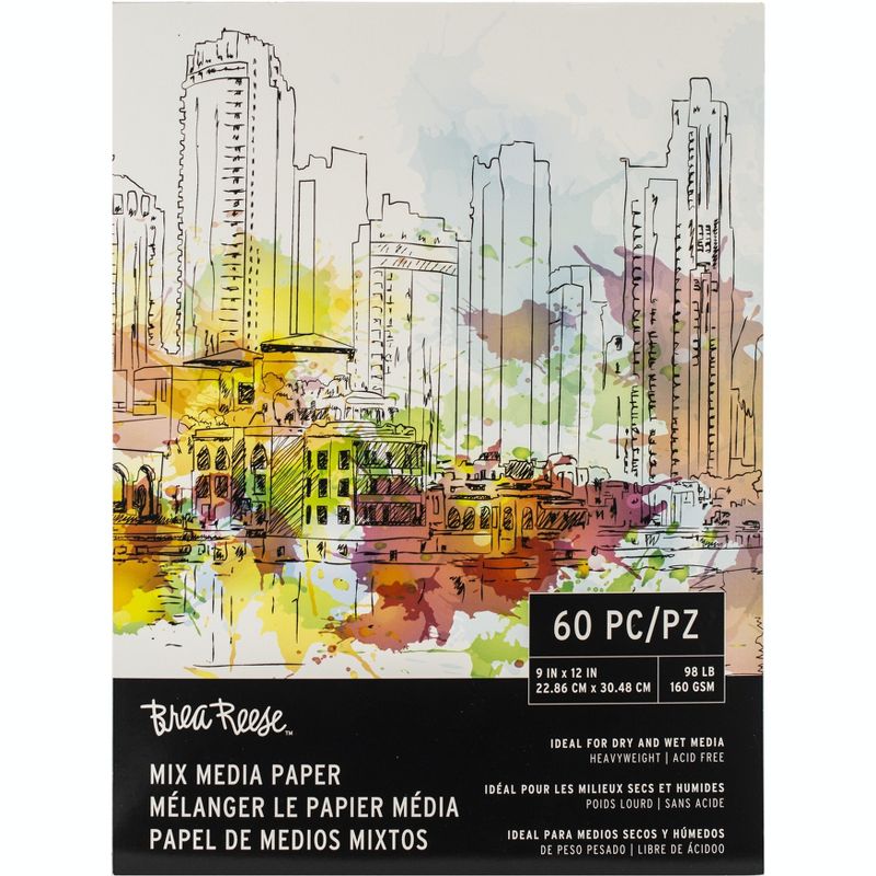 Brea Reese Mixed Media Paper Pad 9"X12"-60 Sheets