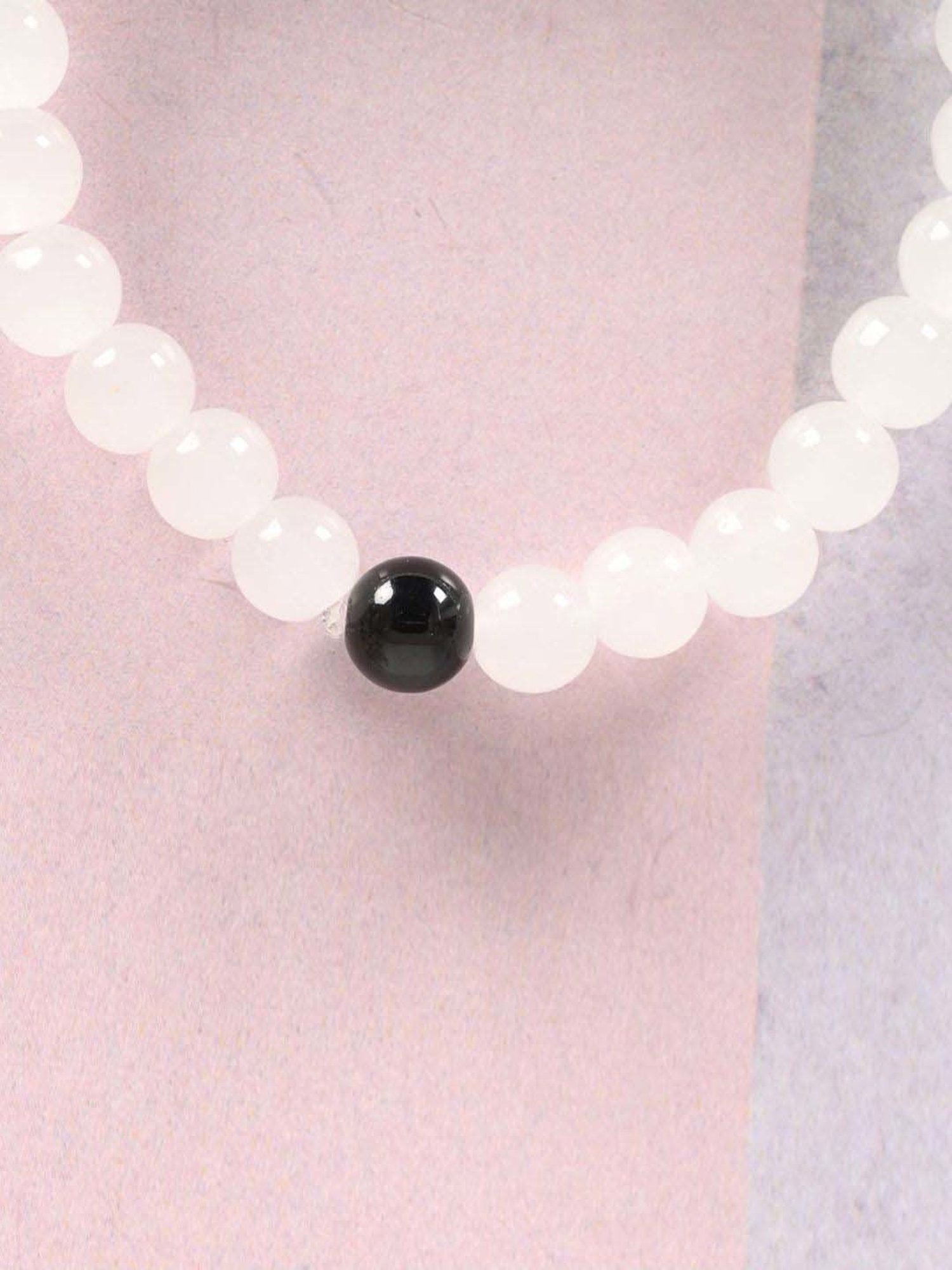 NVR White Marbel Crystal Elasticated Bracelet for Unisex