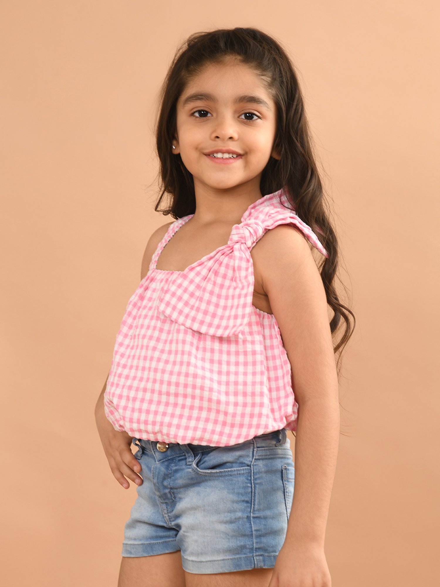 LilPicks Kids Yellow Solid Crop Top