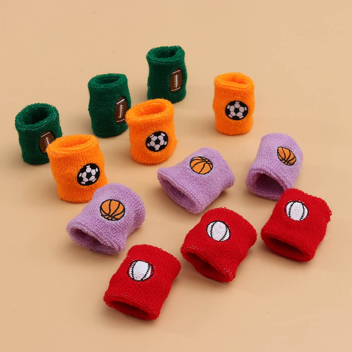 12PC Sports Wristband Sweaty Towel Running Basketball Wrist Guard Stretchy Sponge Bands for Kids (Random Color)