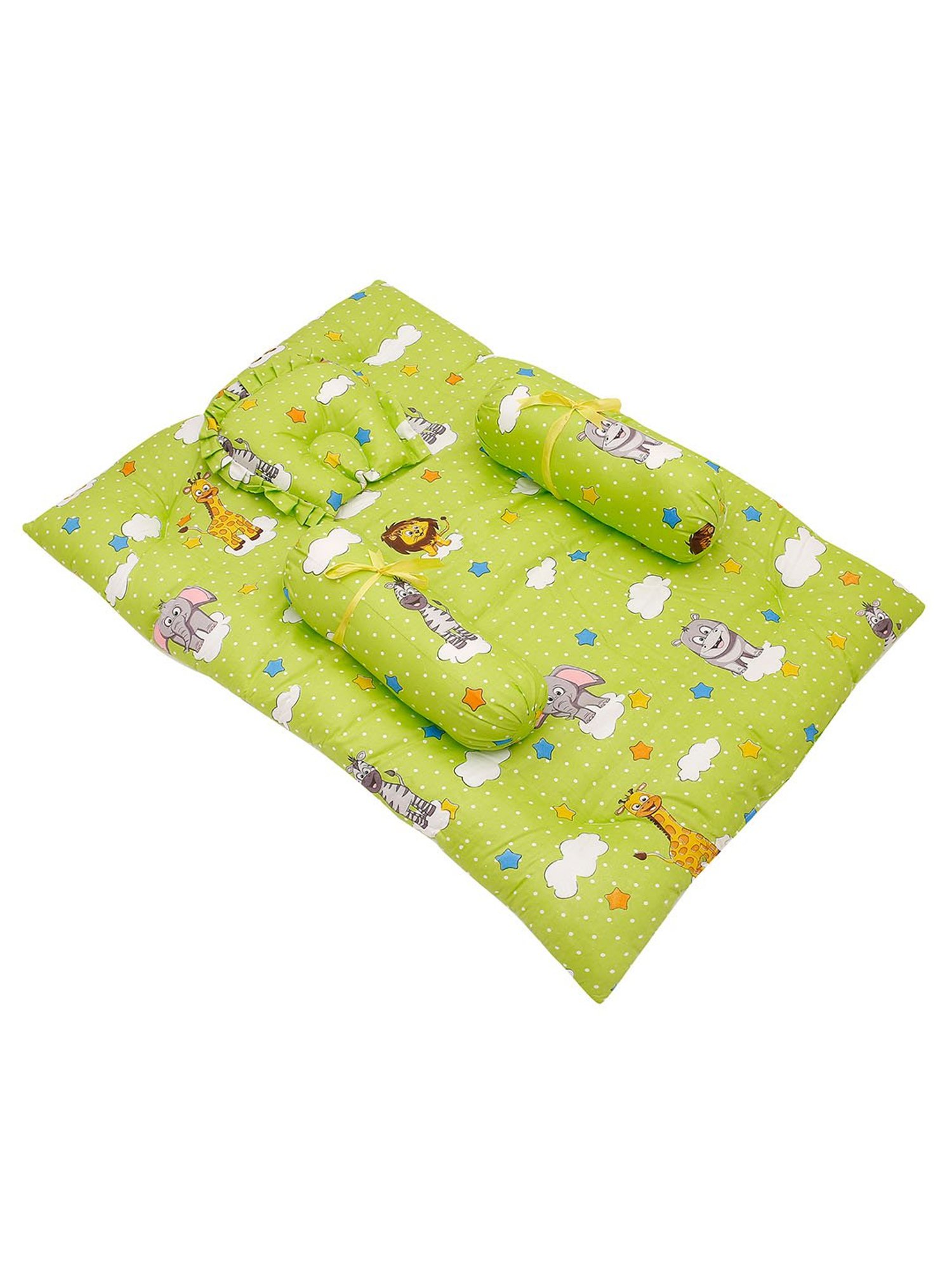 Baby Moo Fun In The Jungle Green Mattress Set with Neck Pillow and Bolsters