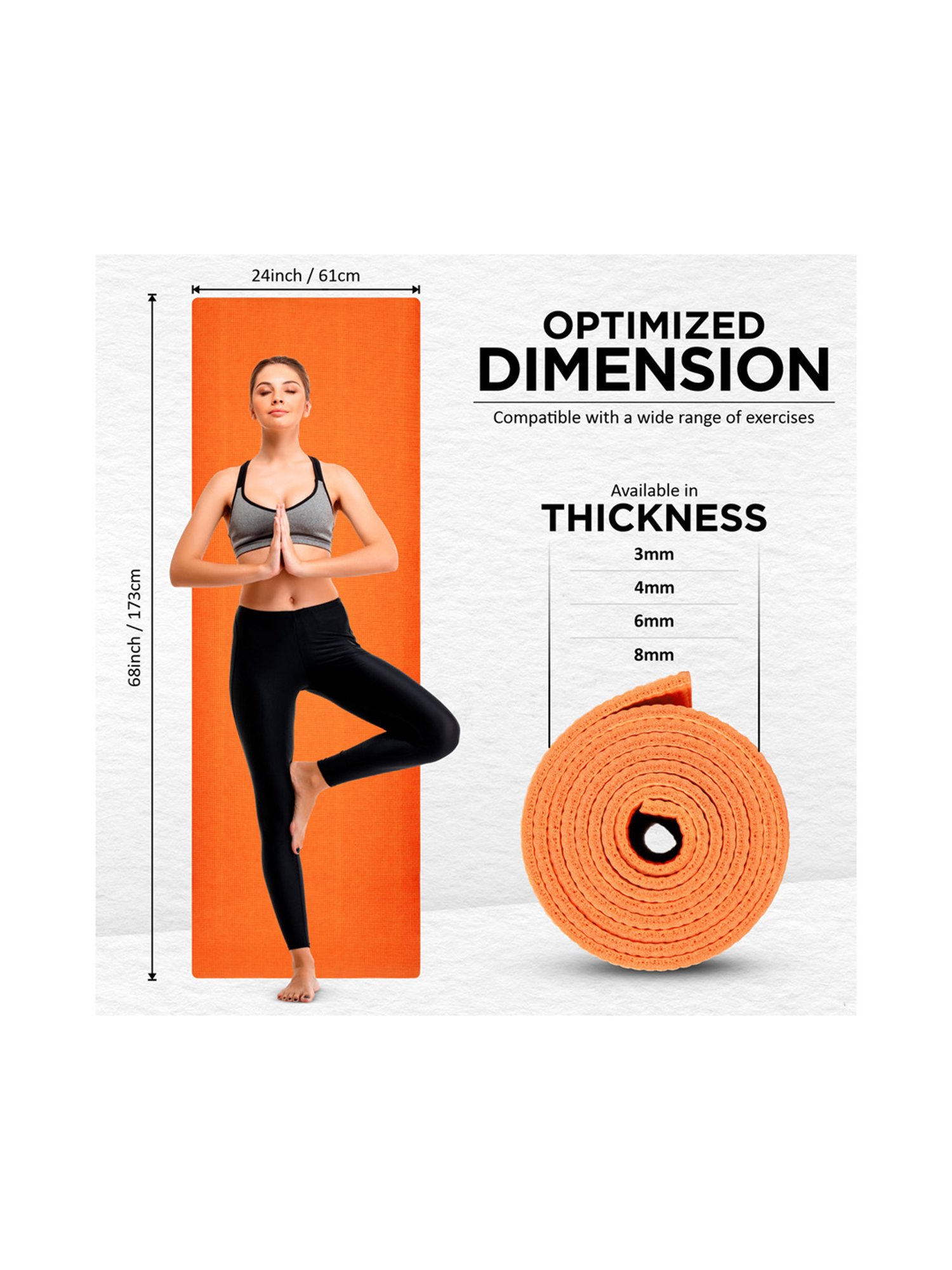 Vector X Non-Toxic Phthalate Free Yoga Matt (Pumpkin Orange) Size - 4MM