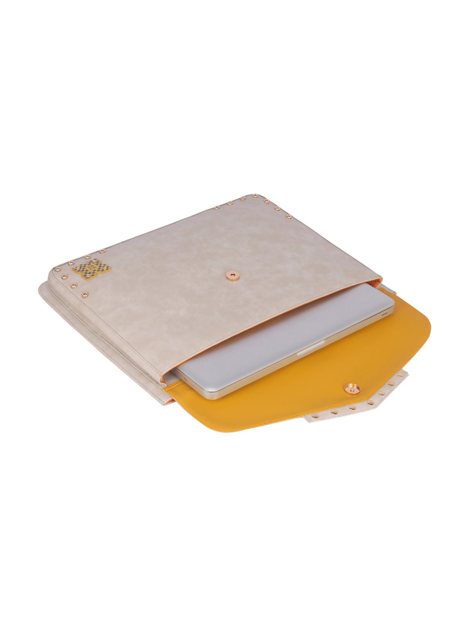 Eume Sage Off white Leather Laptop Messenger Bag