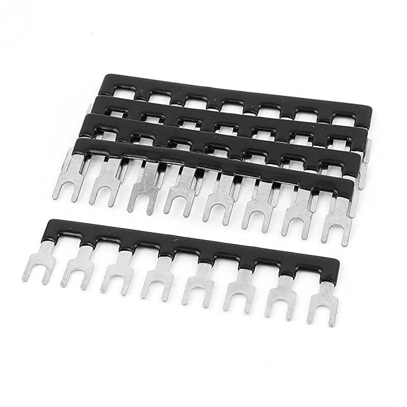 a15071300ux0988 5 Pcs Fork Type 8 Postions Terminal Strip Jumper Block 400V 10A Black