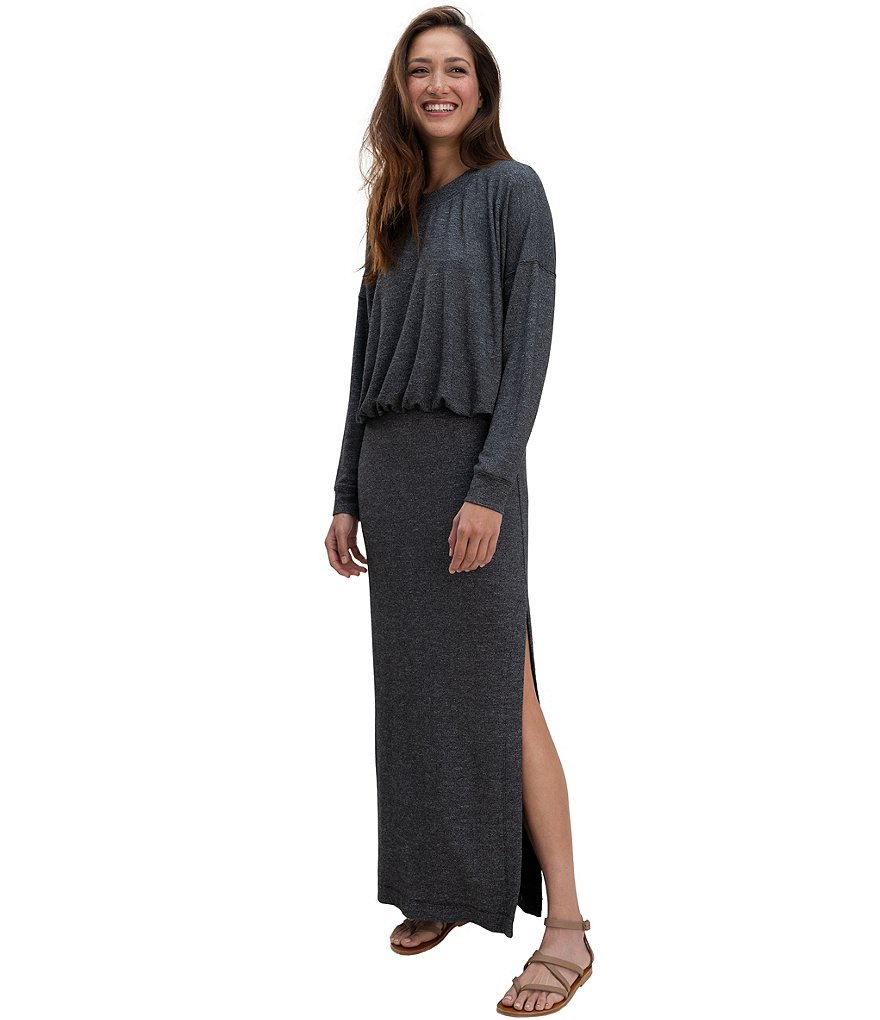 Splendid Knit Long Sleeve Jewel Neck Coordinating Bubble Pullover