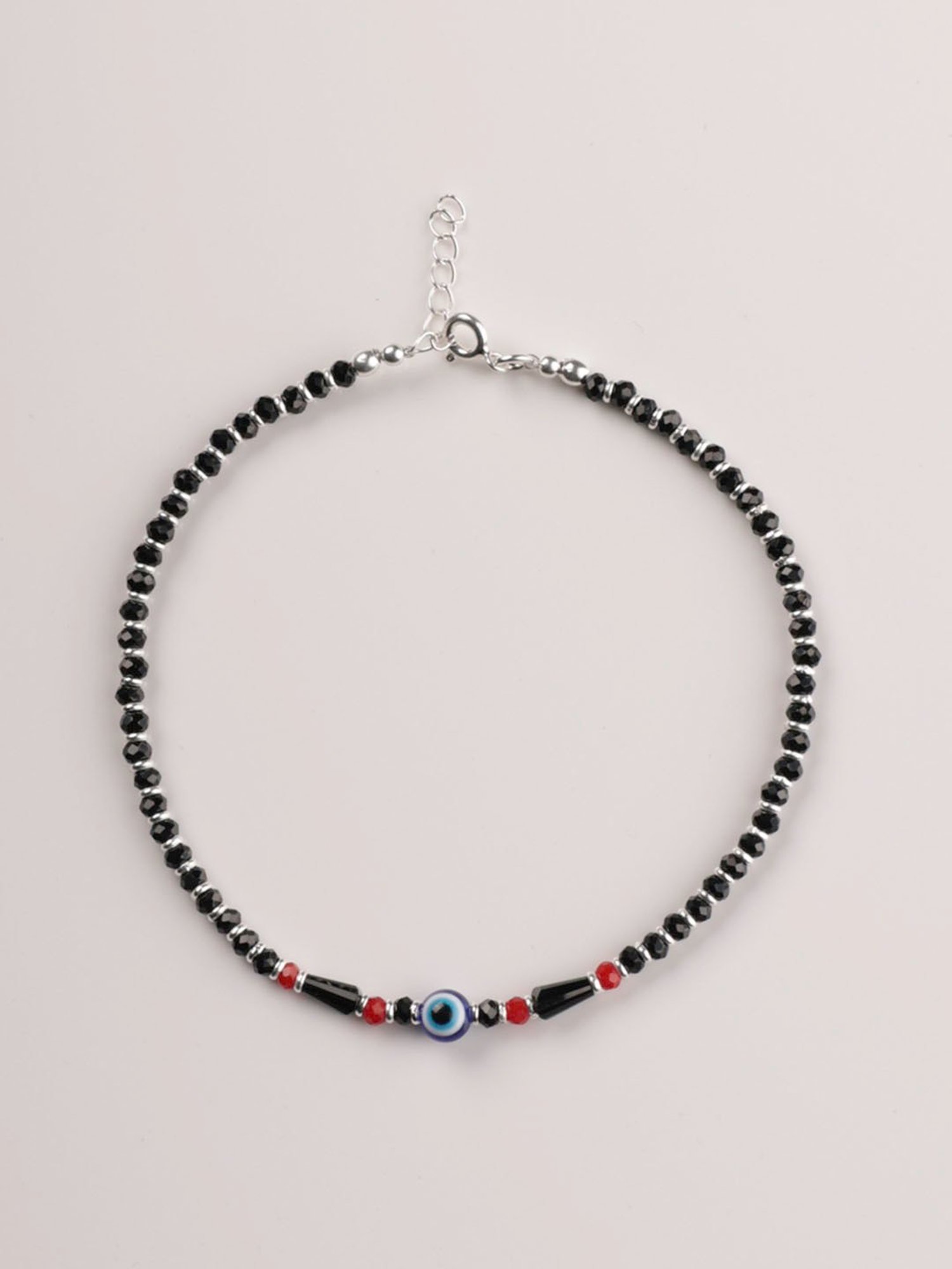 Arte Jewels 925 Sterling Silver Nazariya Evil Eye Bead Anklet for Women & Girls (Single)