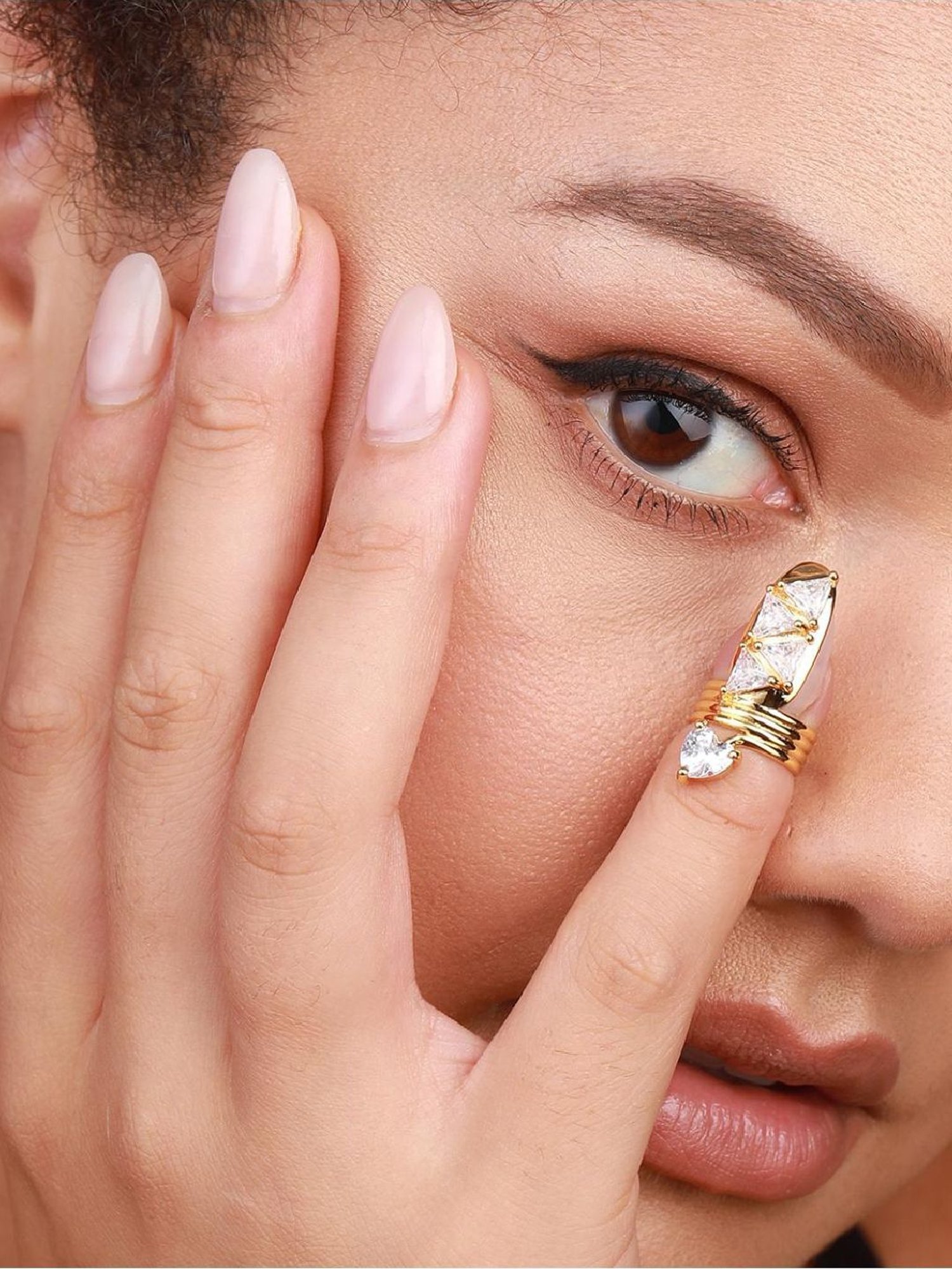 Sohi Gold-Plated Statement Finger Ring