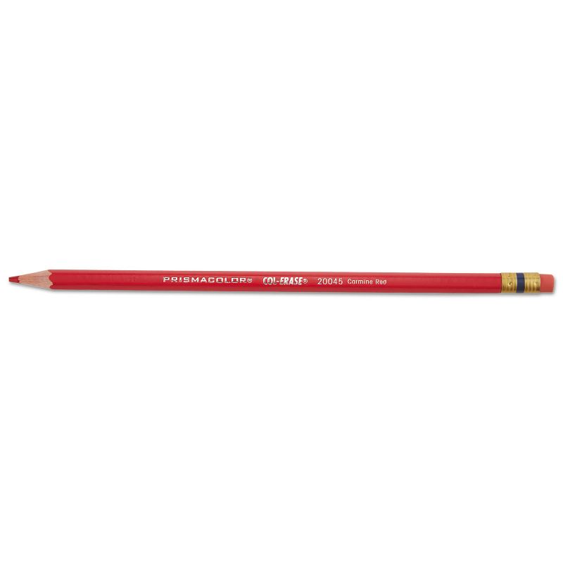 Prismacolor Col-Erase Pencil w/Eraser Carmine Red Lead/Barrel Dozen 20045