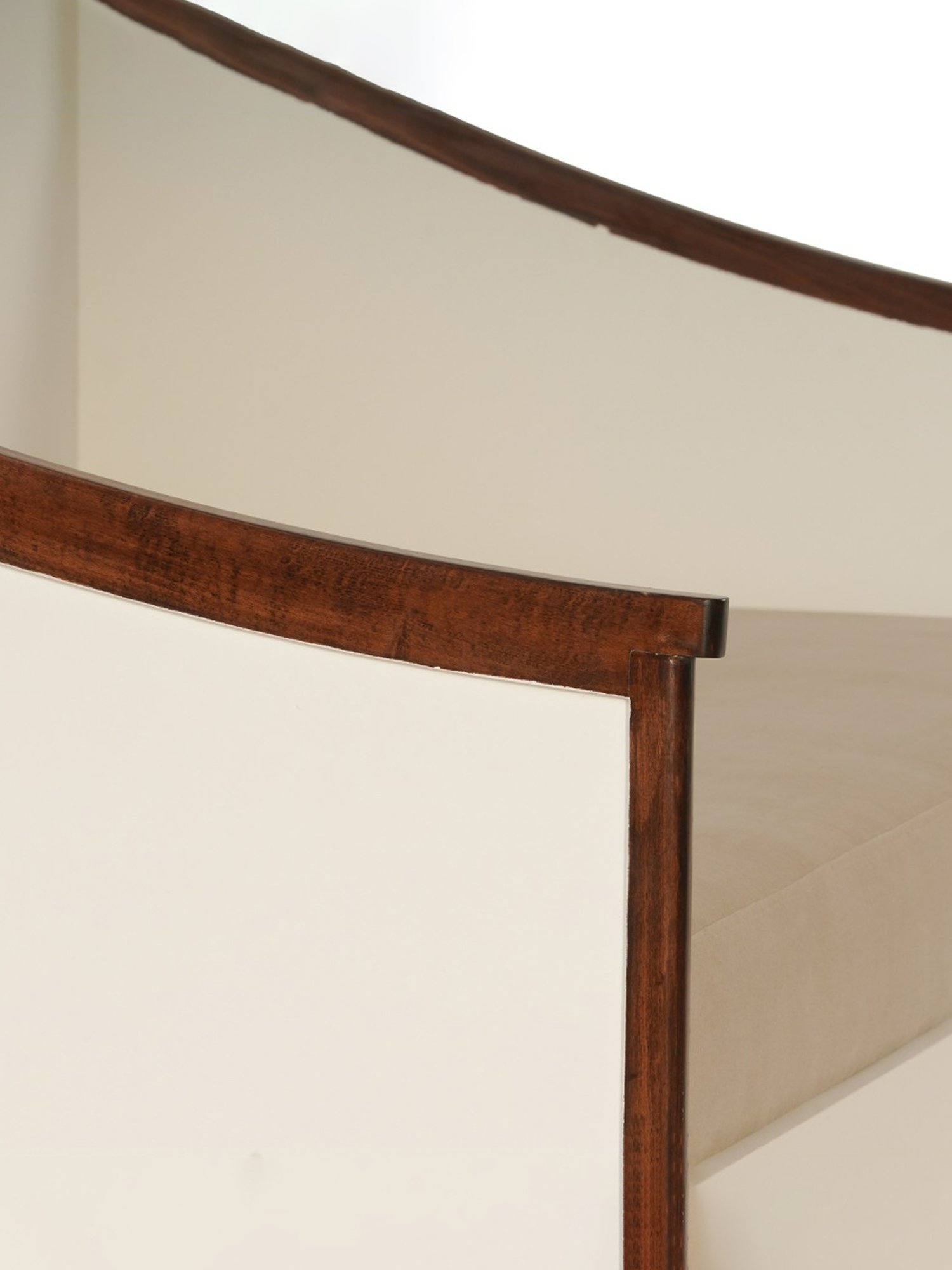 Durian Francis Modern Frosty White & Brown Solid Wood Sofa Cum Bed Walnut Finish