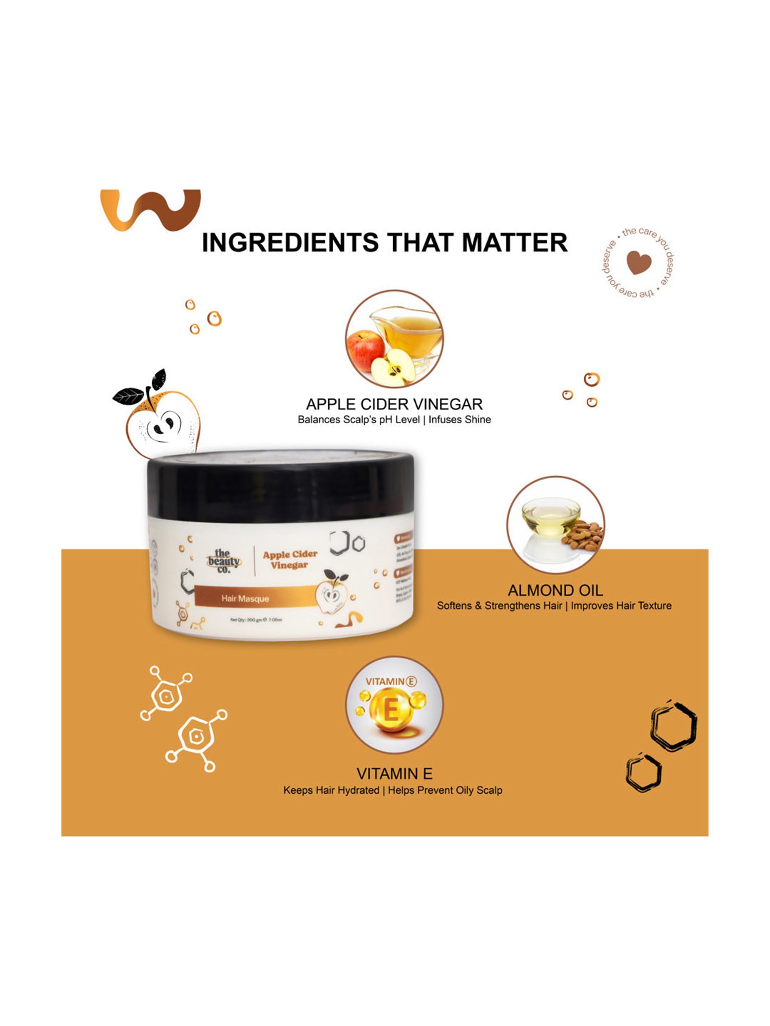 The Beauty Co. Apple Cider Vinegar Hair Mask - 200 gm