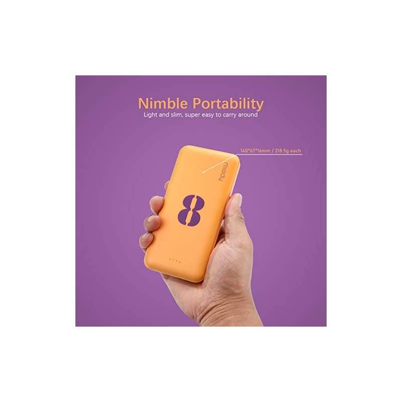 2Pack  10000mAh Dual USB Portable Charger Fast Charging Power Bank with USB C Input Backup Charger for iPhone X Galaxy S9 Pixel 3 and etc Yellow amp Purple