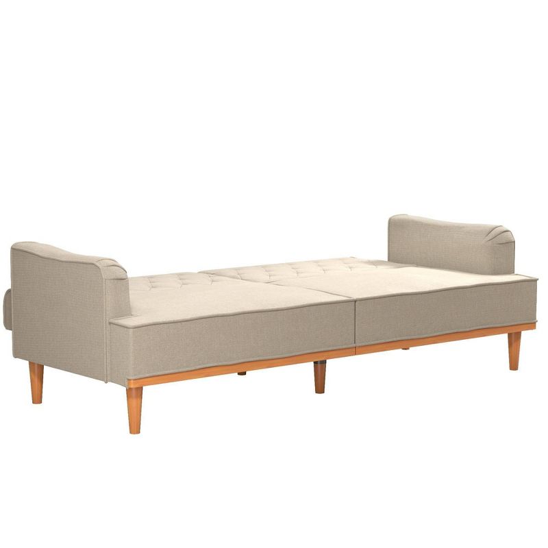 Stella Vintage Convertible Sofa Bed Futon Tan Linen - Mr. Kate