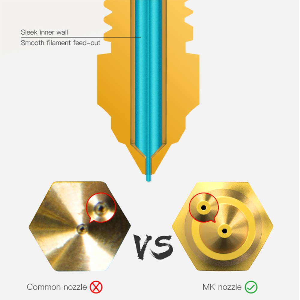 Original Creality 12pcs Extruder Brass Nozzle MK Thread Printer Head 0.4mm Output for Creality CR-6 SE 3D Printer 1.75mm Filament