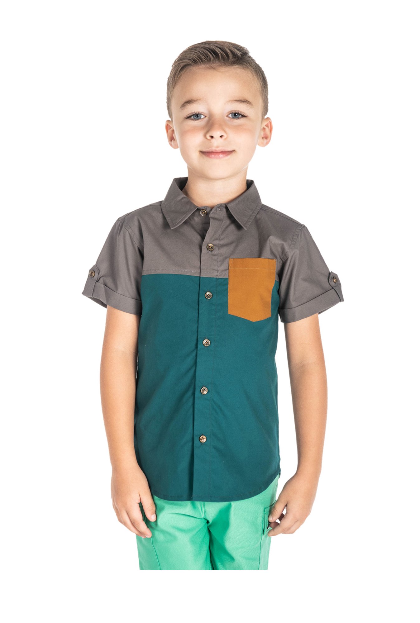 Cherry Crumble By Nitt Hyman Kids Teal Color Block Shirt