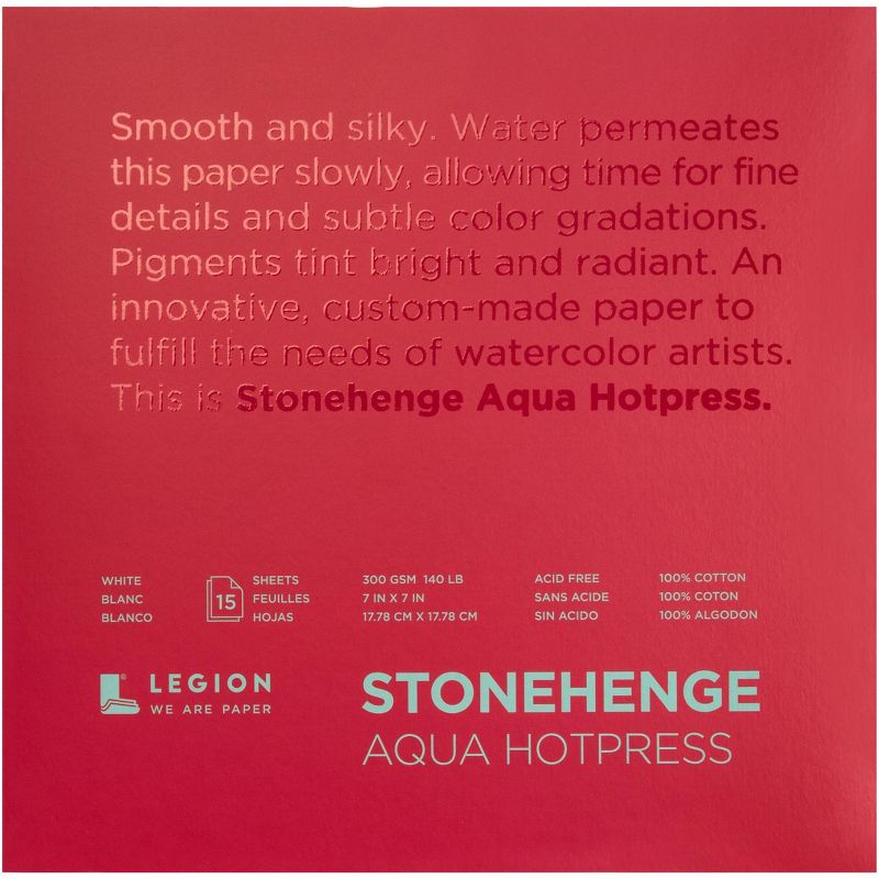 Stonehenge Aqua Block Hotpress Pad 7"X7" 15 Sheets/Pkg-White 140lb
