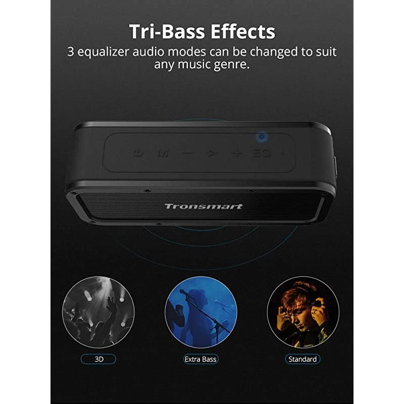 Portable Bluetooth Speakers  Force 40W IPX7 Waterproof Bluetooth 50 Wireless Speakers with TriBass Effects TWS 15Hour Playtime DualDriver with Builtin Mic NFC