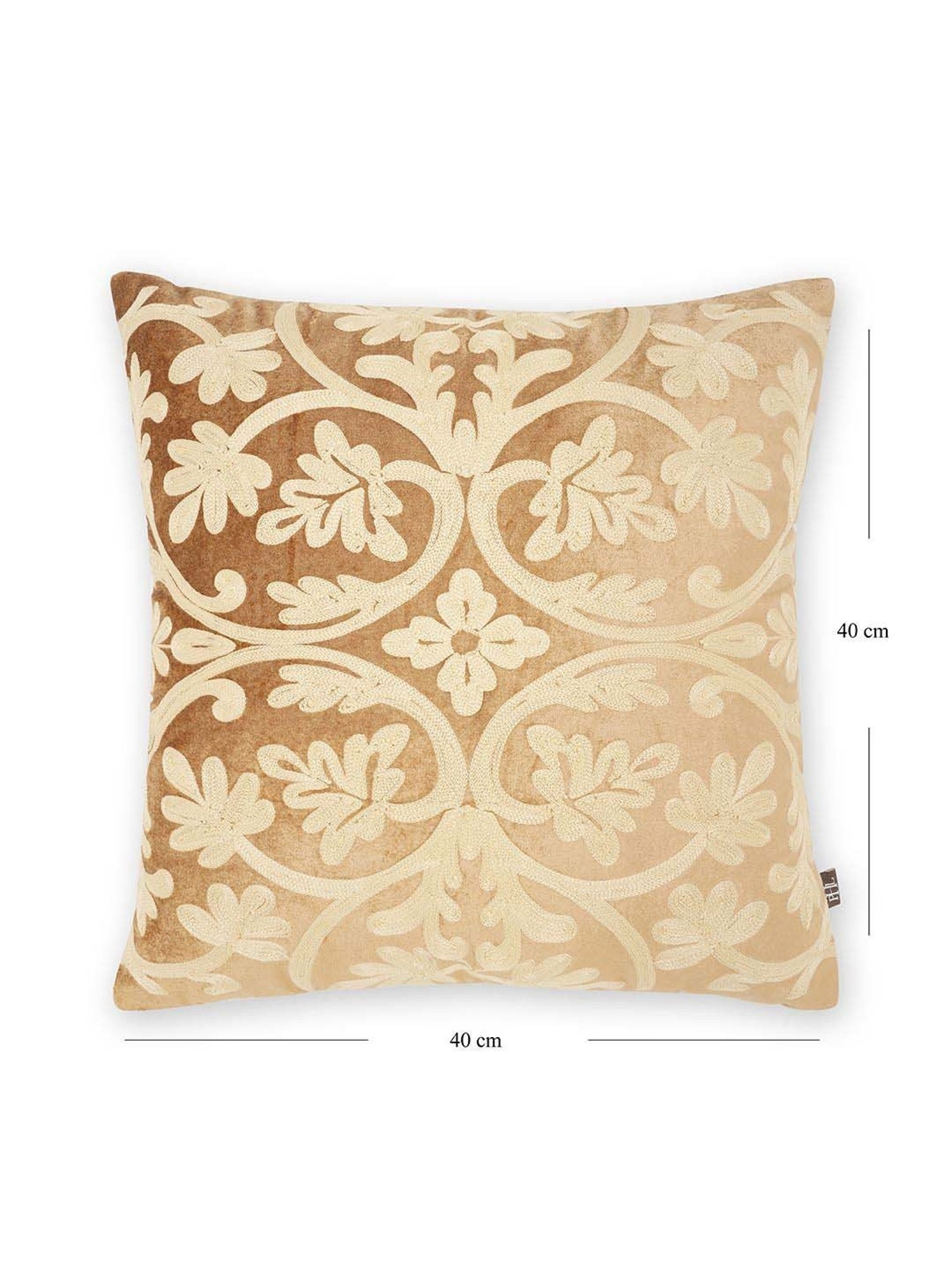 Pure Home and Living Gold Cotton Ari Embroidered Cushion Cover