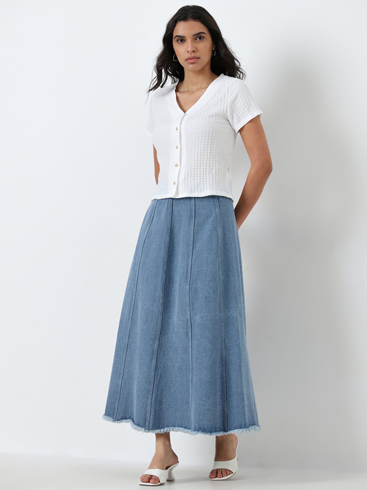 LOV by Westside Off-White Popcorn Textured Top