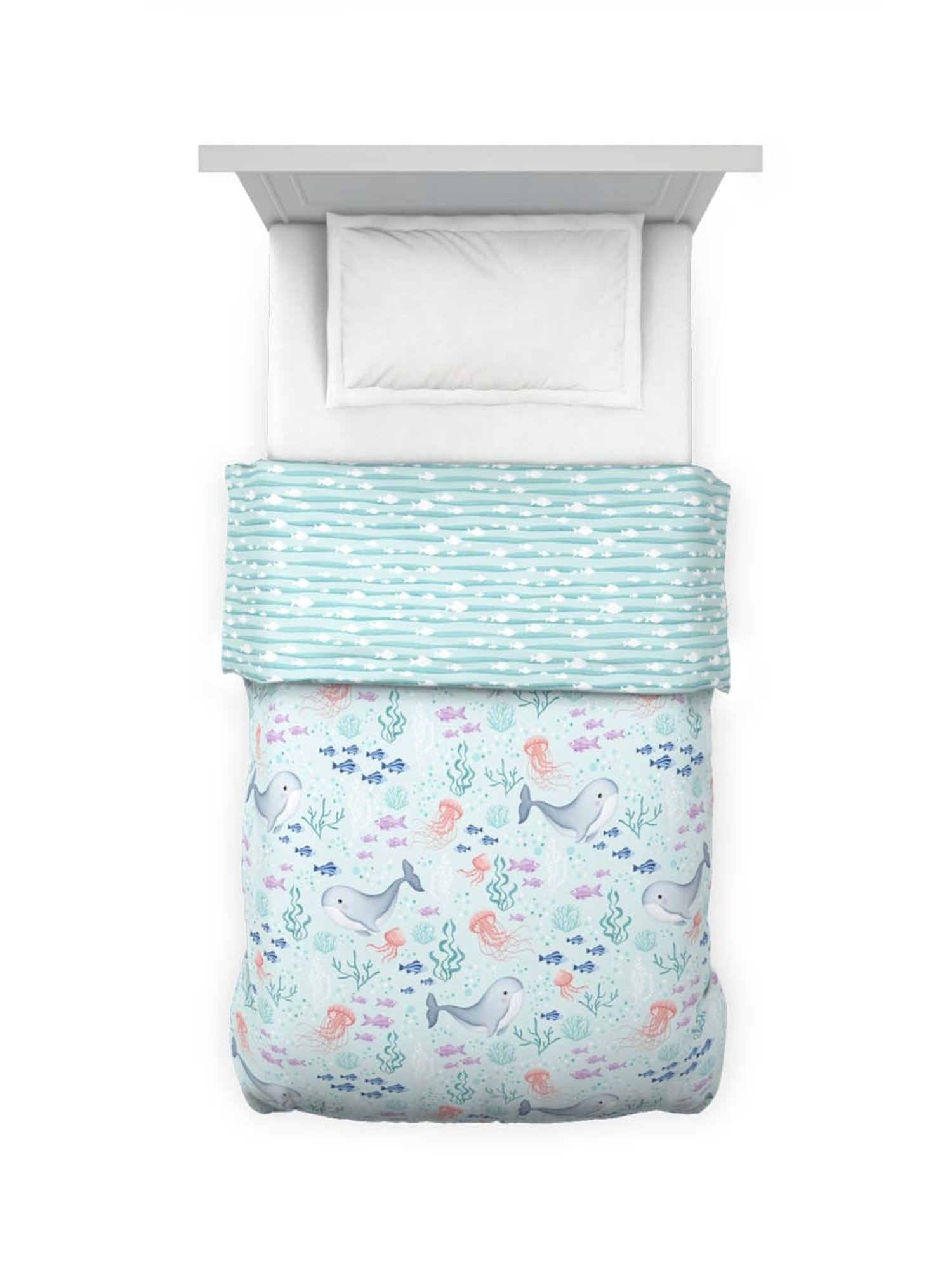 Ddecor Live beautiful Little Brats Blue 145 TC Cotton Single Reversible Dohar