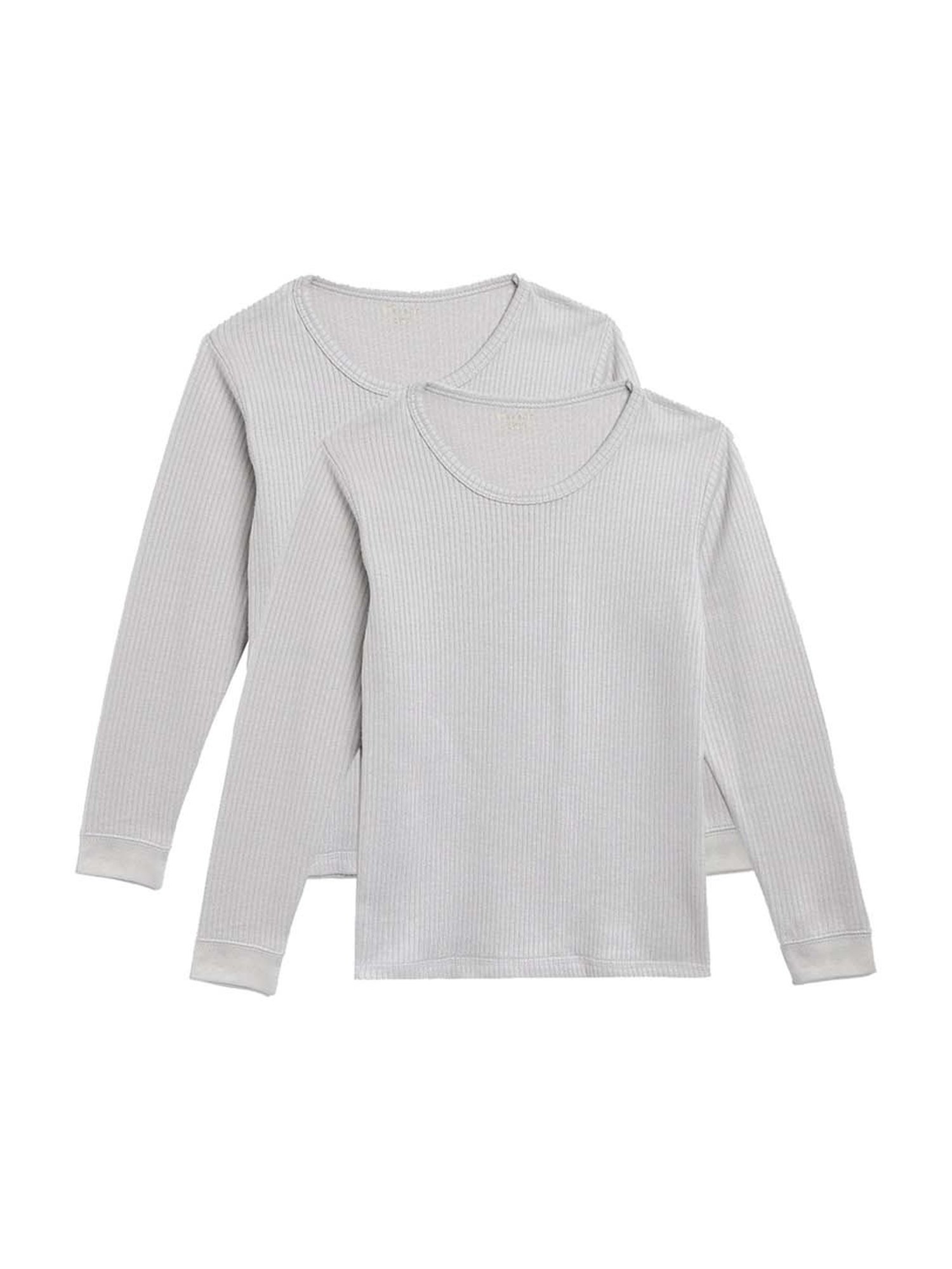Kanvin Kids Grey Regular Fit Thermal Tops - Set of 2