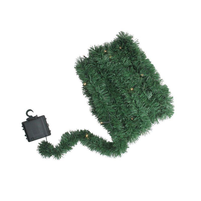 Brite Star 18' x 2.5" Prelit LED Green Pine Artificial Christmas Garland - Warm White Lights