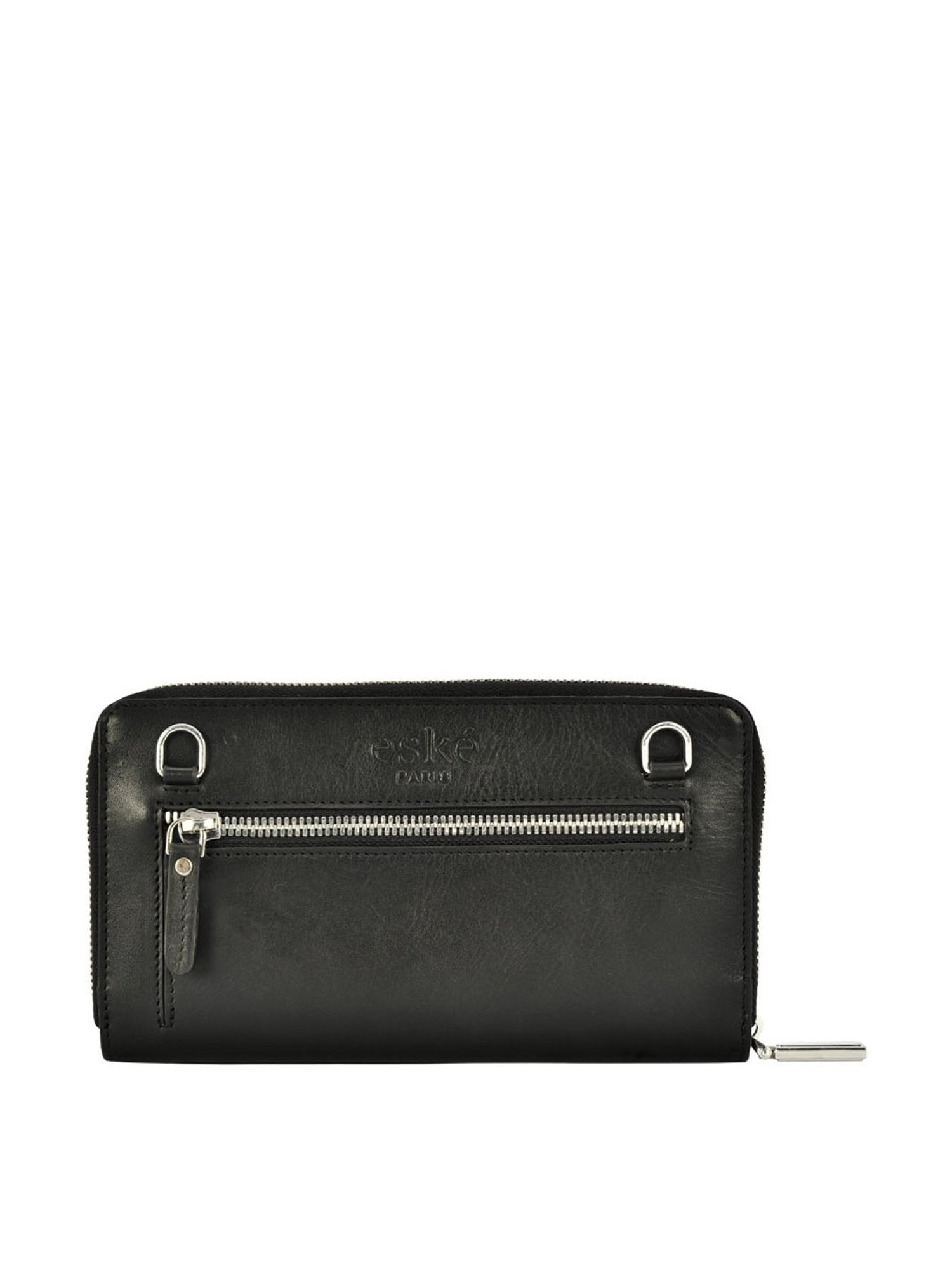 Eske Eloise Black Solid Zip Around Wallet for Women