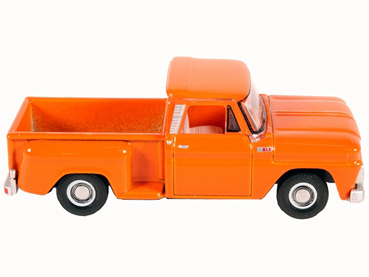1976 Chevrolet Stepside Pickup Truck Tangier Orange with White Stripes 1/87 (HO) Scale Model Car by Classic Metal Works