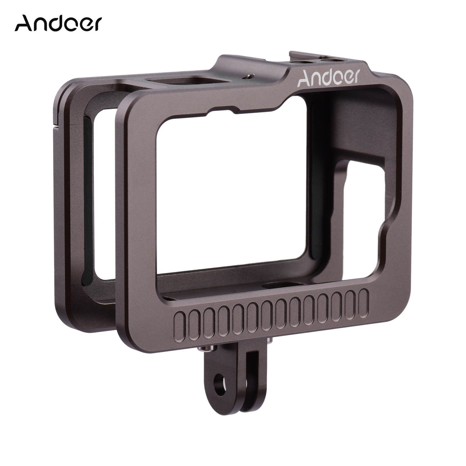 Andoer Camera Cage Camera Housing Case with Removable Back Door Double Cold Shoes Replacement for GoPro 9 Black Action Camera