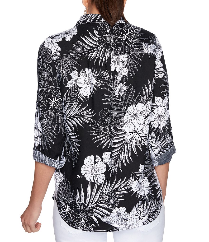 Eva Varro Animal Print Knit Jersey 3/4 Slit Sleeve Tunic