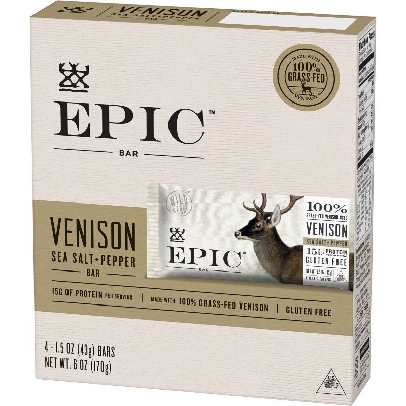 EPIC Venison Sea Salt & Pepper Nutrition Bar - 6oz 4ct
