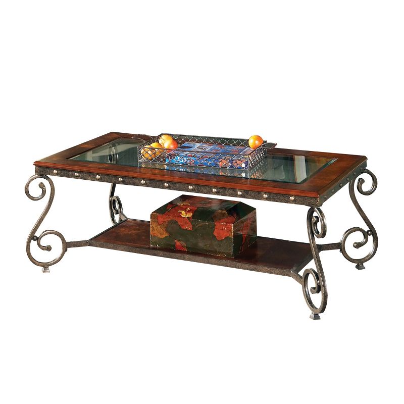 Ellery Cocktail Table Wood and Metal Cherry - Steve Silver