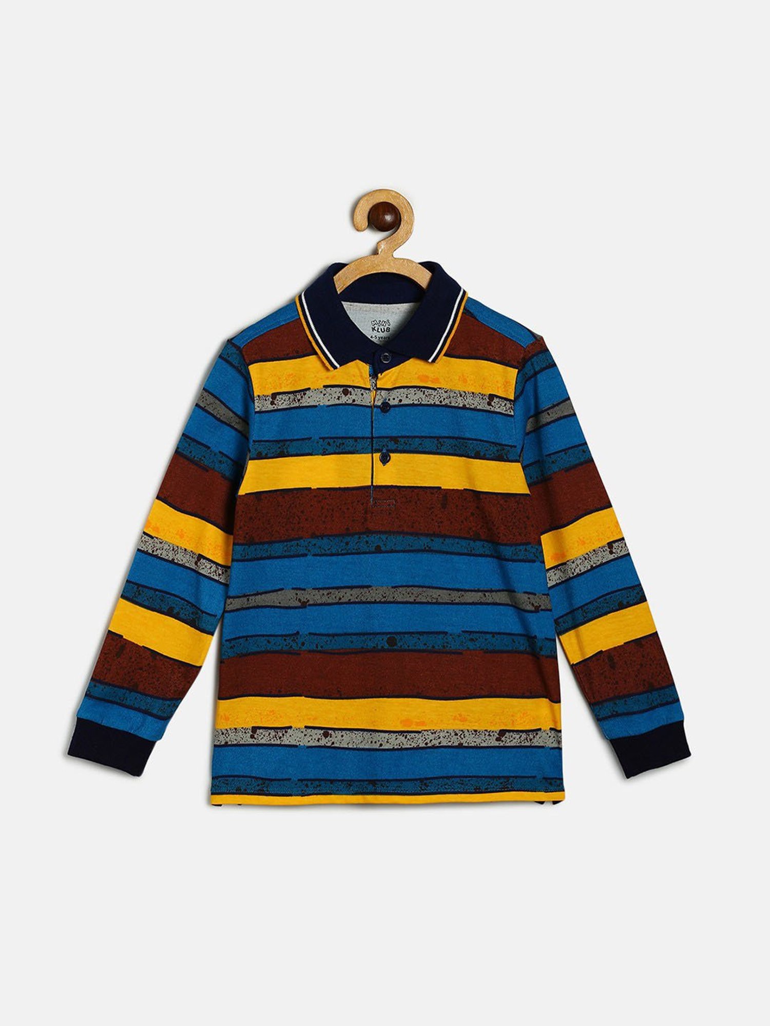 MINIKLUB Kids Multicolor Striped Full Sleeves Polo T-Shirt