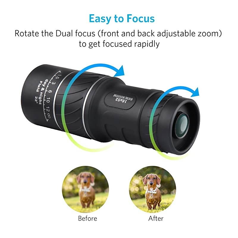 Monocular Dual Focus Optics Zoom Telescope Day amp Low Night Vision for Birds WatchingWildlifeHuntingCampingHikingTourismArmoringLive Concert 66m 8000m