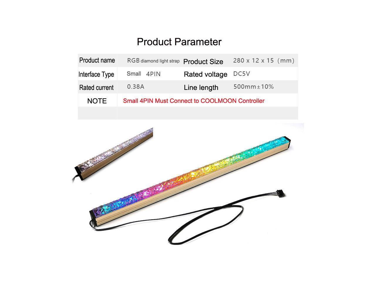 5V 3Pin ARGB Diamond Lighting Bar Strip for Computer Cases Magnetic Paste 10.8-inch