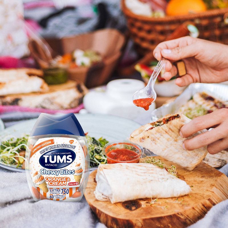 Tums Chewy Bites Orange and Cream Extra Strength Chewable Antacid for Heartburn - 60ct