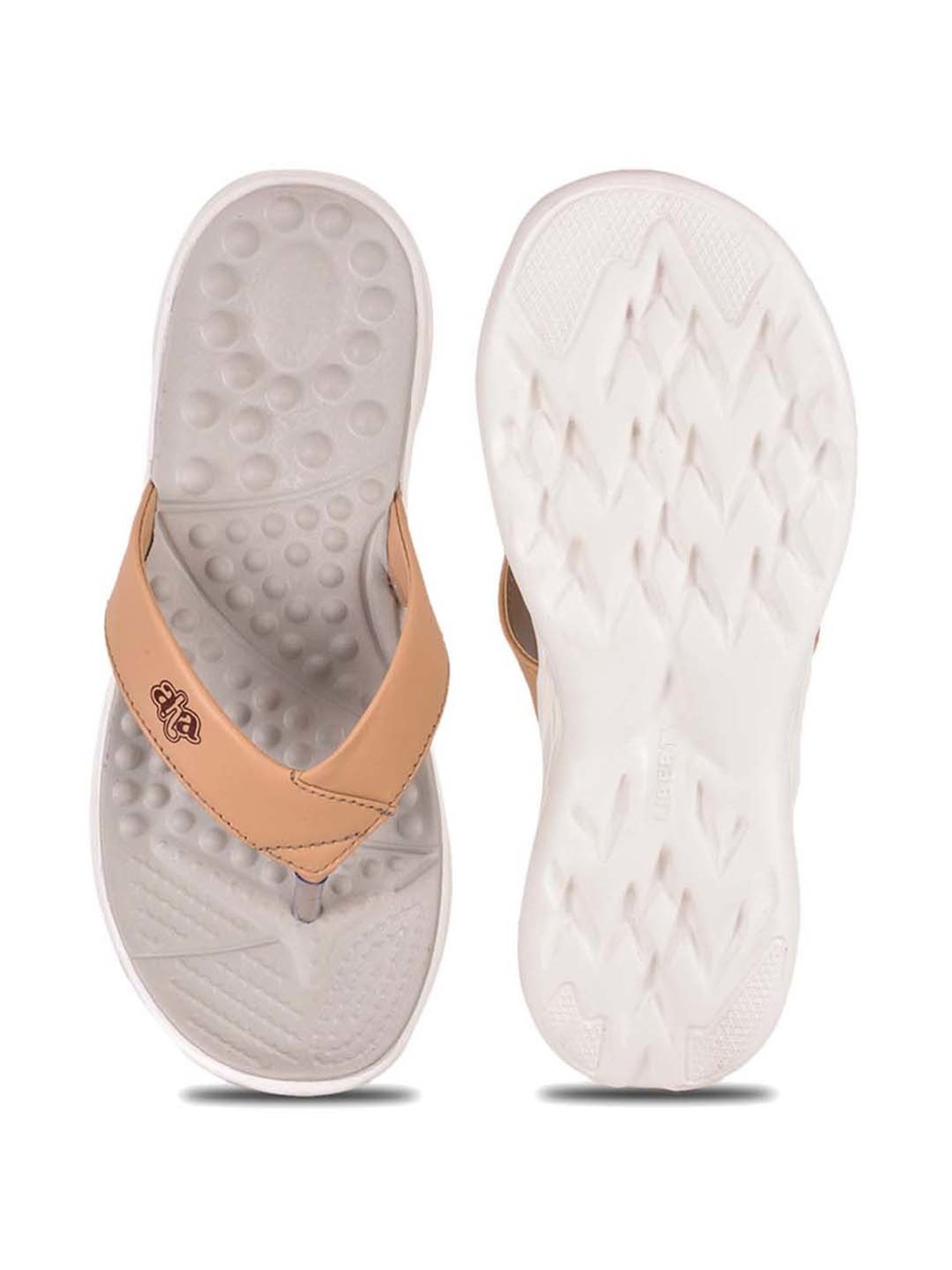 Aha by Liberty Women's Beige Thong Sandals