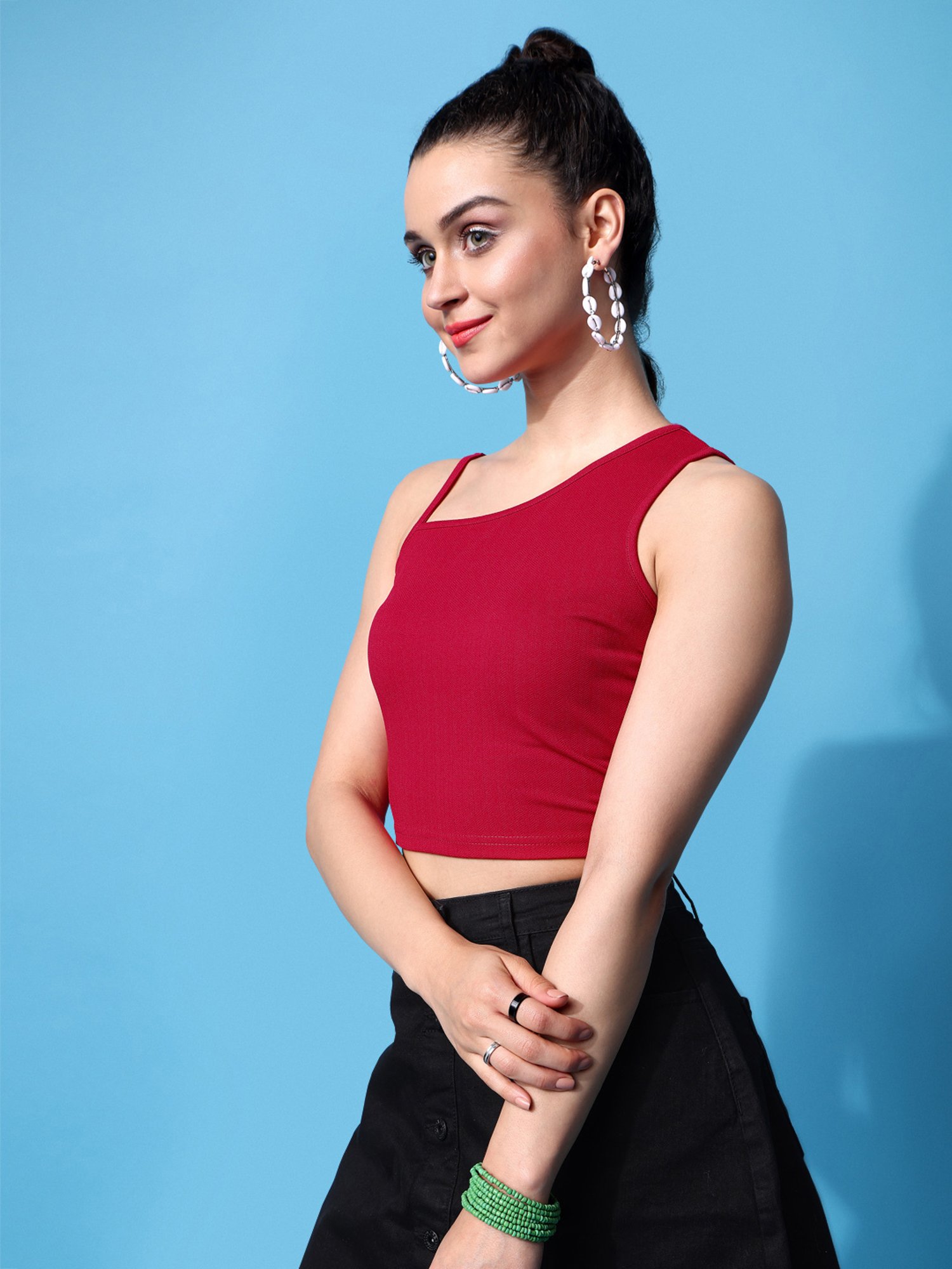 PURVAJA Red Regular Fit Crop Top