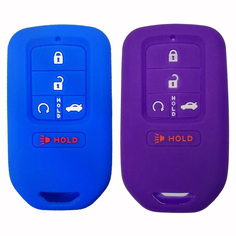2Pcs Rubber Smart Key Full Cover Shell Case Keyless Jacket Holder for 2018 2017 2016 2015 Honda Accord Civic CRV CRV Pilot EX EXL Touring Premium