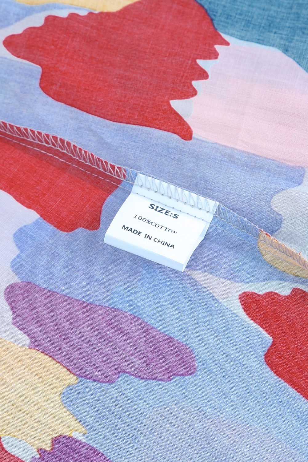 One World Apparel Jacquard Square Neck Short Sleeve Ivory Multi Floral Print Top