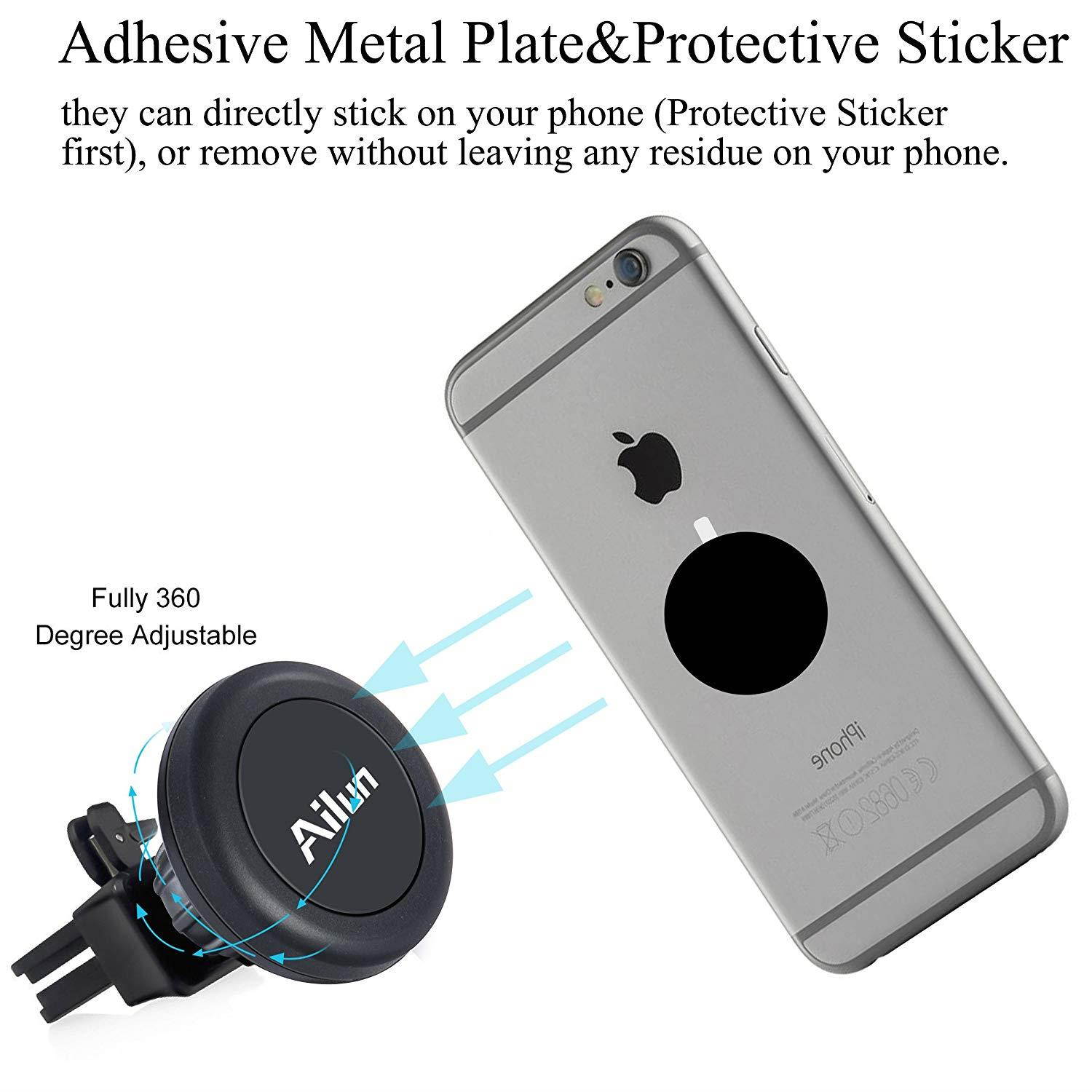 AILUN Car Phone Mount,Magnet Key Clip Holder,Air Vent Magnetic Holder 2Pack Universal Compatible iPhone X/Xs/XR/Xs Max/8/8Plus/7,Galaxy S9/S9+,S8/S8+ S7/S7 Edge,Google,LG,HTC and More[Black]