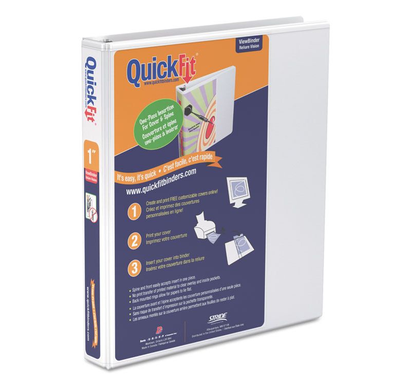 Stride QuickFit Round-Ring View Binder 1" Capacity White 88010