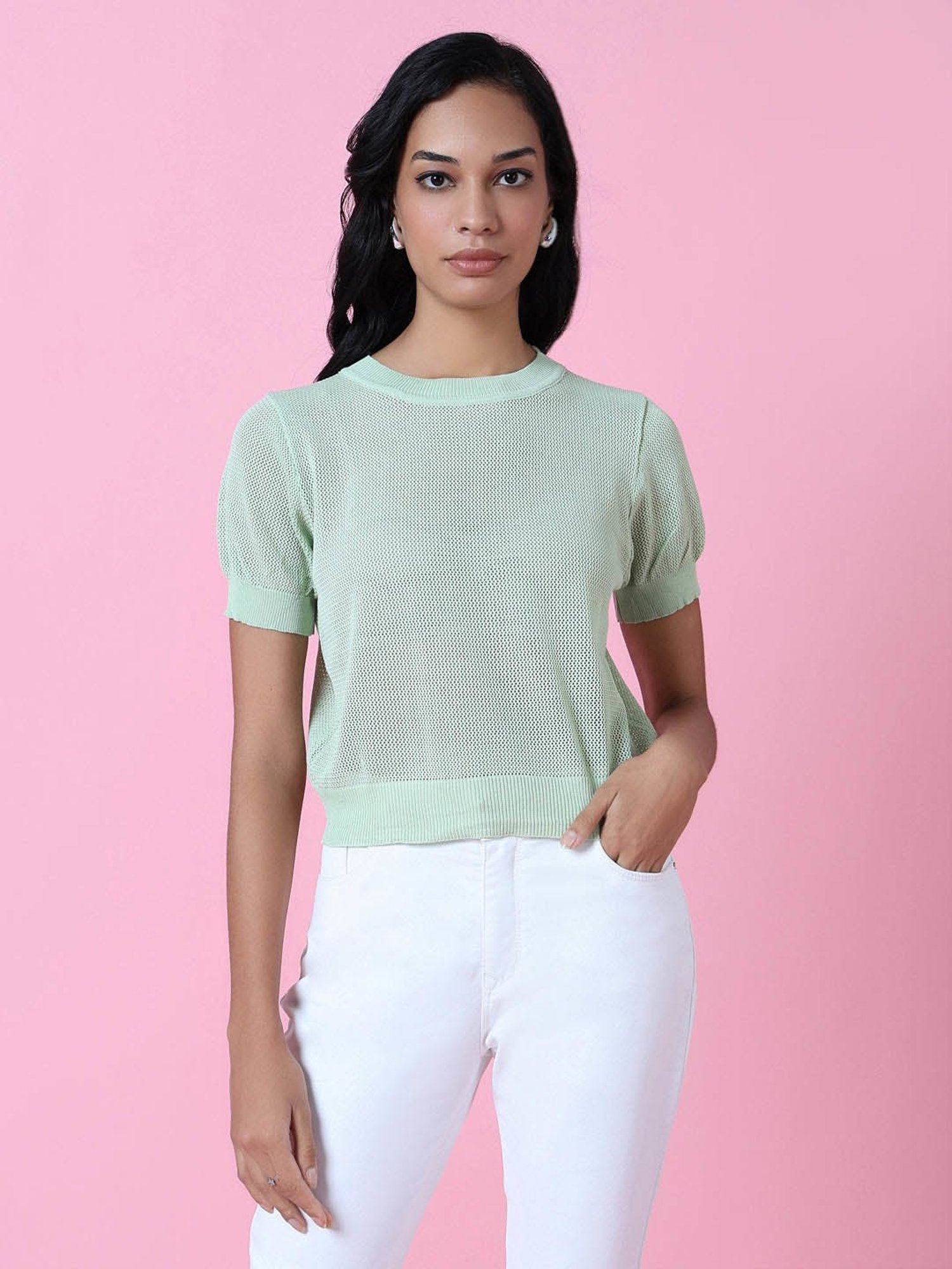 SHOWOFF Green Self Design Top