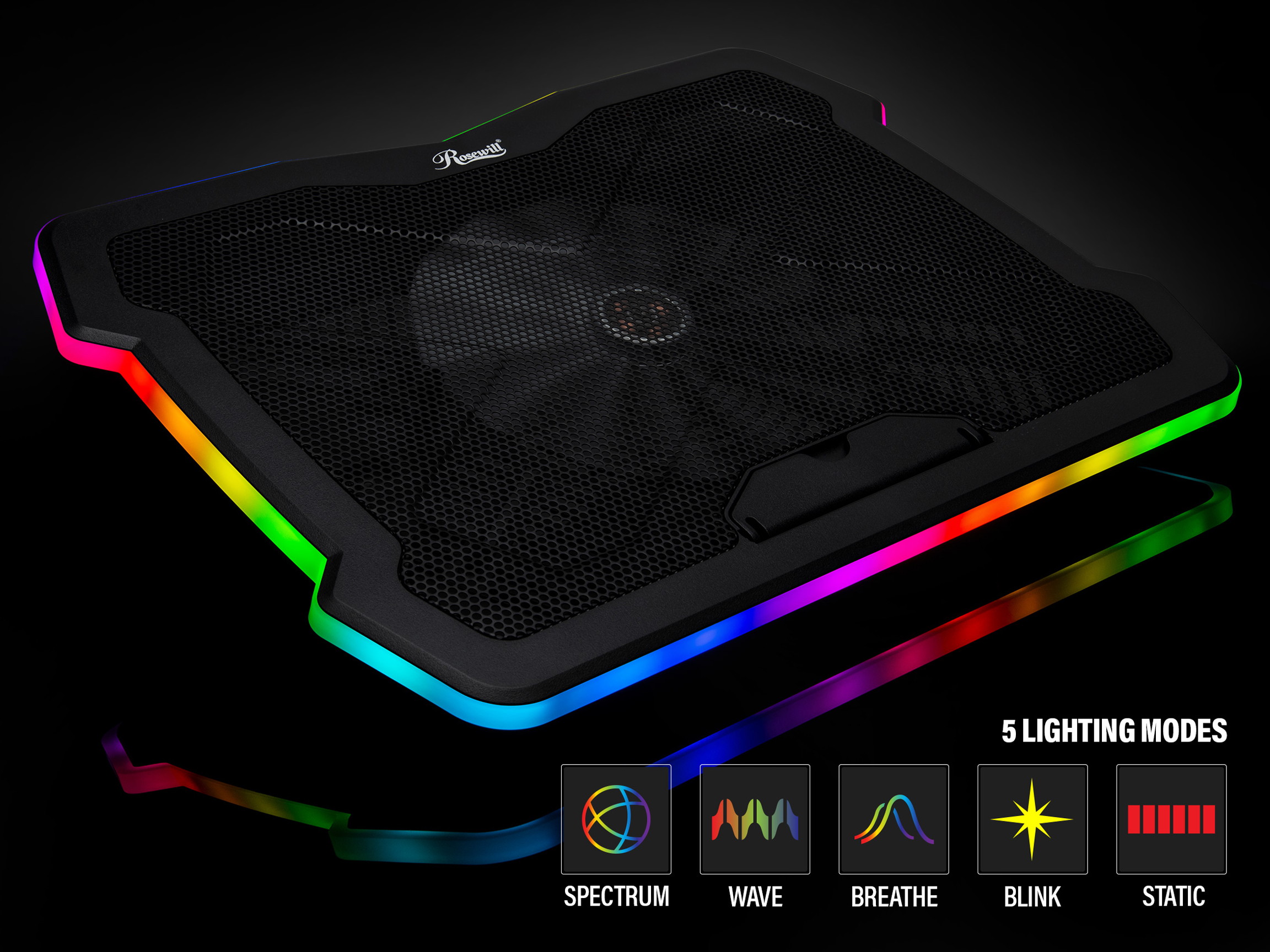 Laptop Cooling Pad, Laptop Cooler with 5 Quiet Red LED Fans for 12"-17" Inch Laptop, Dual USB 2.0 Ports, Portable Angle Adjustable Laptop Stand for Gaming Laptop-Green