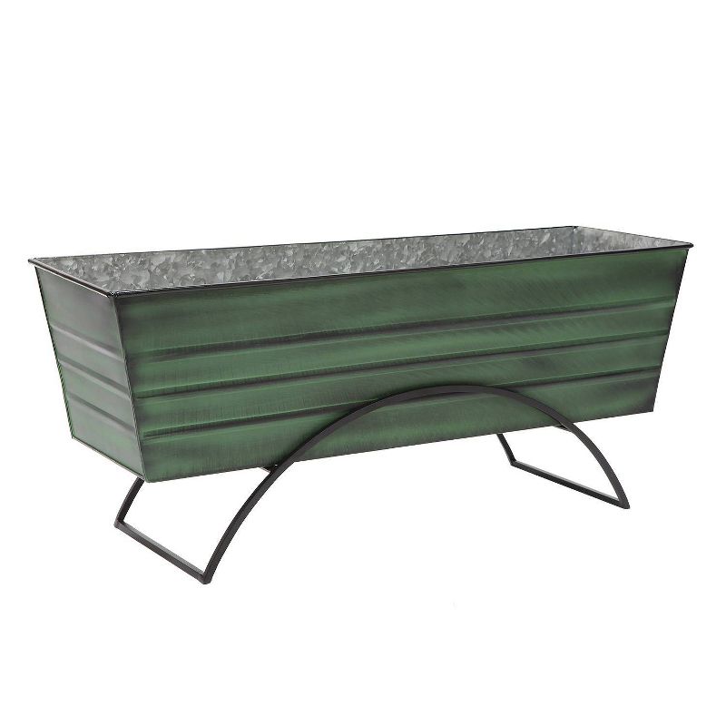 35.25" Large Galvanized Steel Flower Box with Odette Stand Green - ACHLA Designs