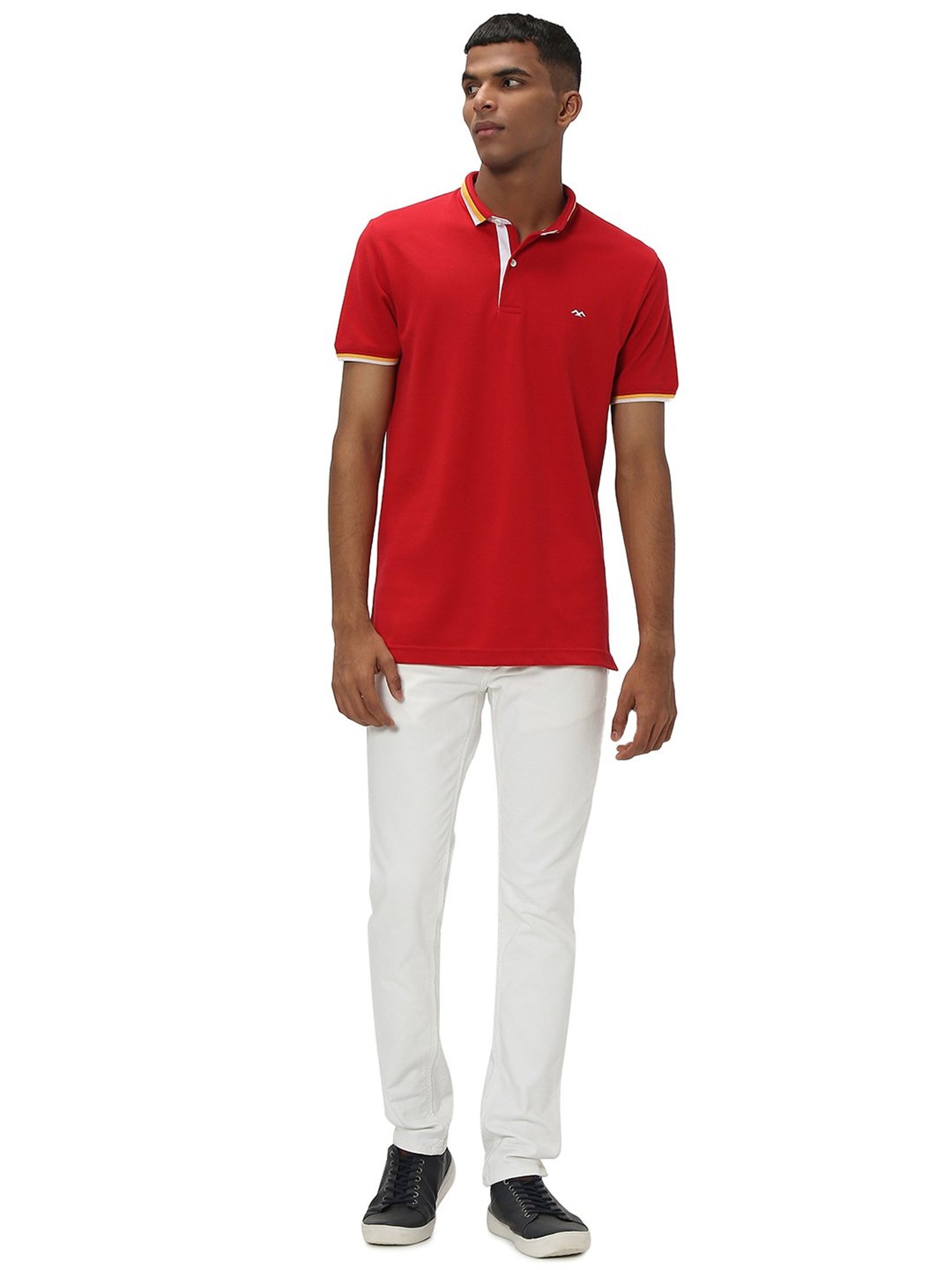 Mufti Red Slim Fit Cotton Polo T-Shirt