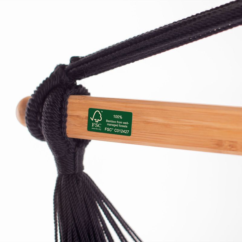 La Siesta HAL18-X9 Habana Organic Cotton Comfort Size Indoor Outdoor Hammock Chair with 43 Inch Bamboo Spreader Bar, Onyx